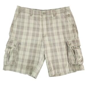 Timberland Cargo‎ Shorts Mens Size 36W X 11L Green Plaid Casual Relaxed Outdoor